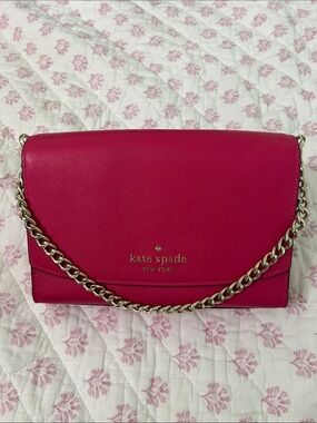 kate spade Hot Pink Leather Chain Crossbody Bag